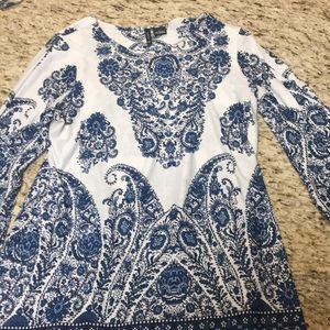 Patterned tunic top, polyester and spandex blend